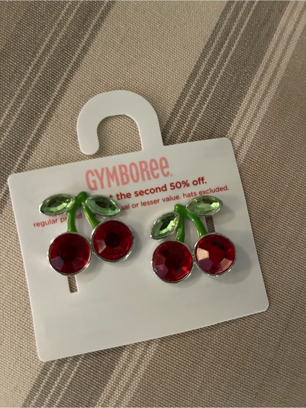Gymboree Red Cherry Gem Hair Clips with Green Leaves